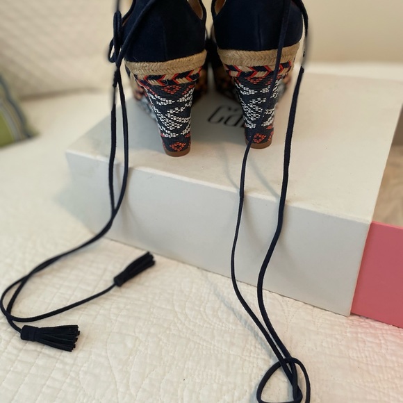 Hardly worn, Cabi, navy blue and orange wedges - Picture 9 of 9